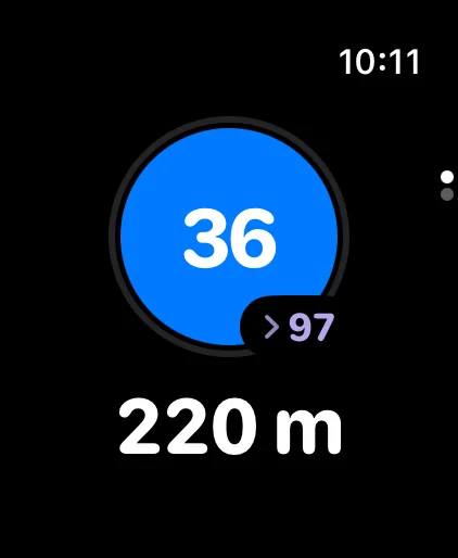 Apple Watch showing next knooppunt and distance